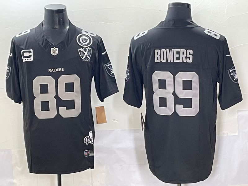 Men 2025 Oakland Raiders 89 Bowers Black Throwback Three generations Nike Limited NFL Jersey style 21